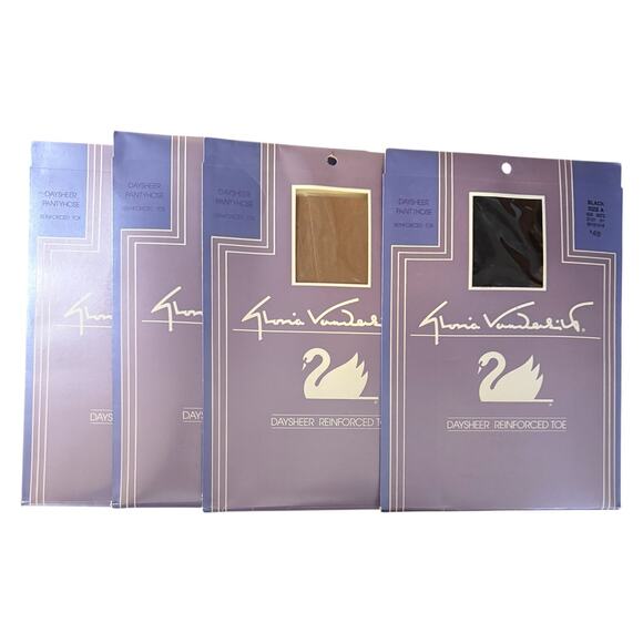 4 Pair Gloria Vanderbilt Size A Daysheer Reinforced Toe Pantyhose NEW - Picture 6 of 7